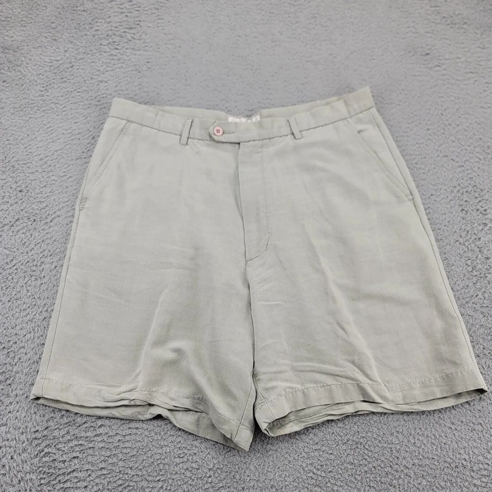 Arnold Palmer Shorts Mens 36 Green Linen Blend Golf Outdoors Casual Lightweight